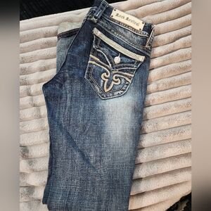 Rock Revival Dark Blue Denim with Embroidered Pockets